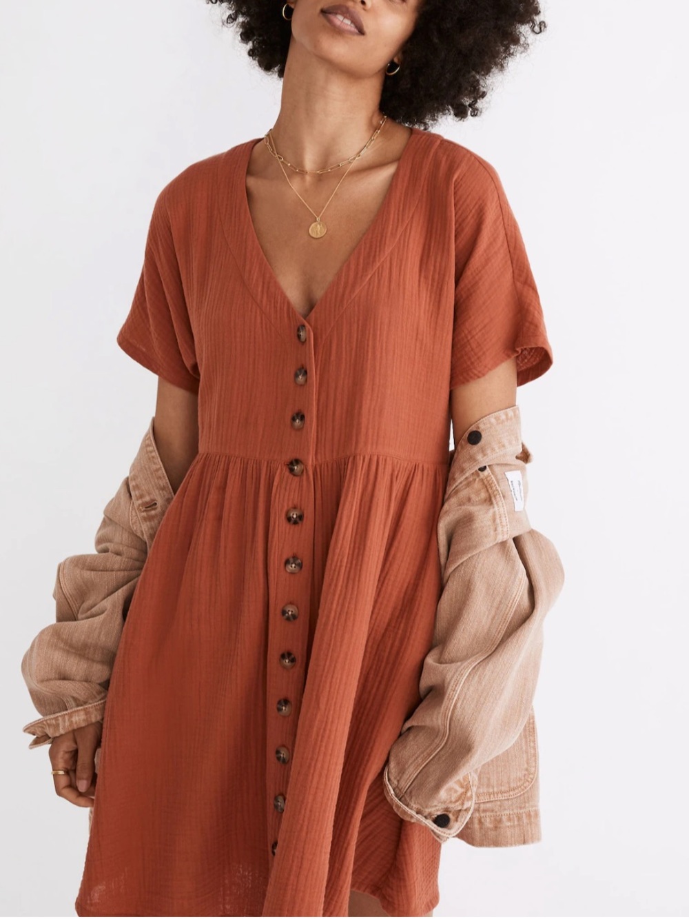 Madewell Lightspun Button-Front Mini Dress size small